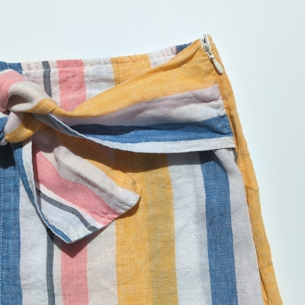 C&C California Multicolor Striped Lightweight Linen High Waisted Summer Shorts 8 - Picture 5 of 12